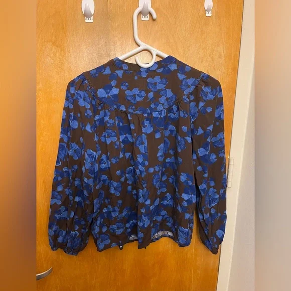 A New Day Blue/Brown Blouse - Picture 2 of 3